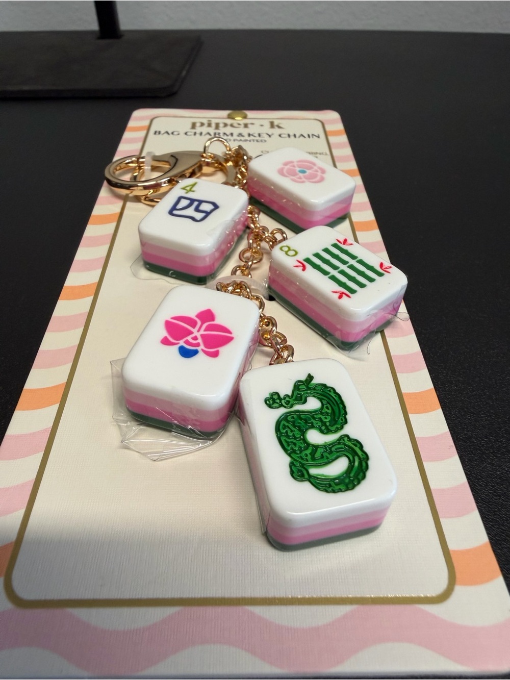 Piper K | Pink & Green Mahjong Tile Bag Charm ๐๏ธ - Picture 7 of 9